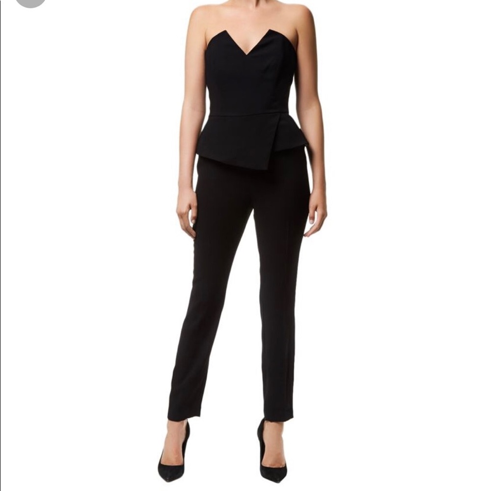 Reiss Dillion Bustier Jumpsuit in Black